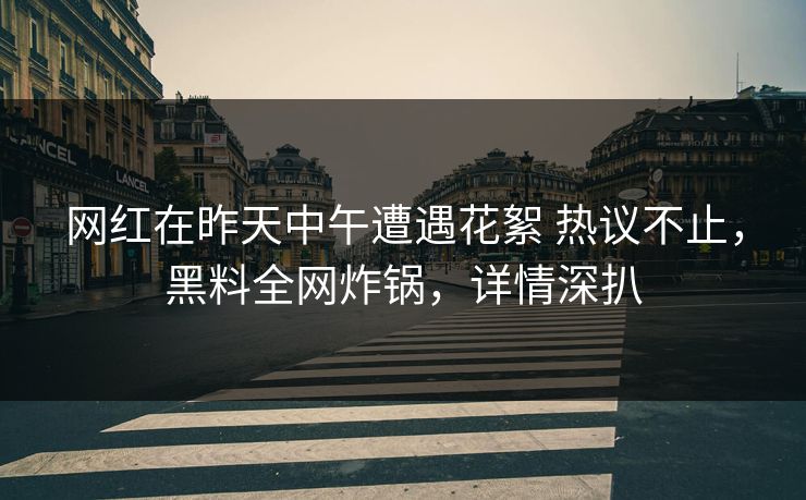 网红在昨天中午遭遇花絮 热议不止，黑料全网炸锅，详情深扒