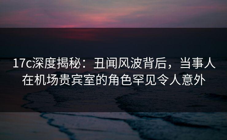 17c深度揭秘：丑闻风波背后，当事人在机场贵宾室的角色罕见令人意外